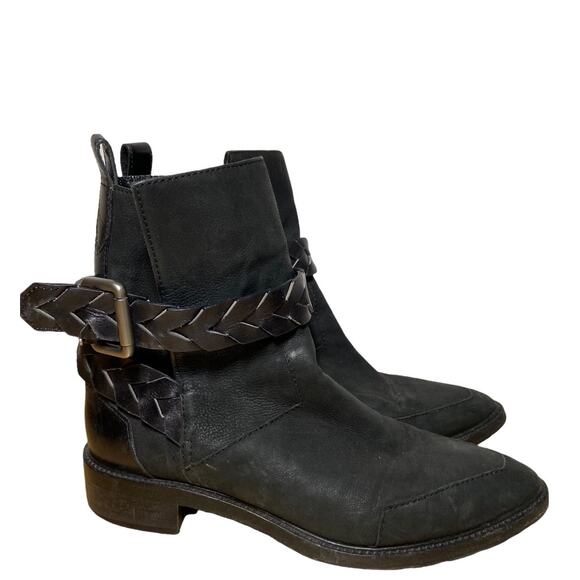 Proenza Schouler Biker Boots Moto Ankle Shaft Braided Block Heel Black 8.5 - Picture 1 of 6